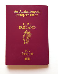 Irish Passport (European Union) cover on a white background.