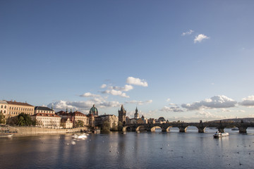 view over the city of prague and the charles bridge