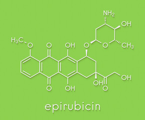 Fototapeta premium Epirubicin cancer chemotherapy drug molecule. Skeletal formula.