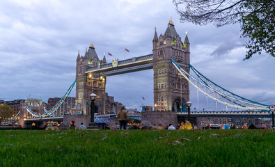 Fototapeta na wymiar London Tower Bridge evening view