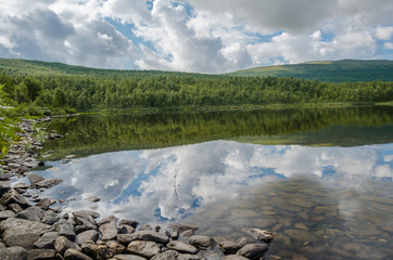 Reflection of mountain lake