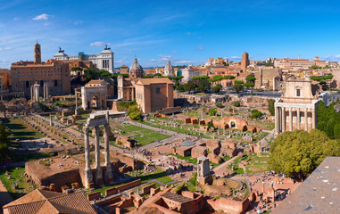 Obraz na płótnie Canvas Panoramic image of Roman Forum in Rome, Italy