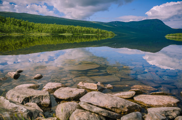 Reflection of mountain lake
