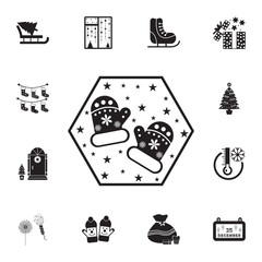 Winter mittens icon. Set of elements Christmas Holiday or New Year icons. Winter time premium quality graphic design collection icons for websites, web design