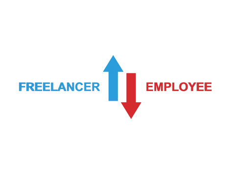 Employee vs Freelancer Concept - 3D Rendered Image