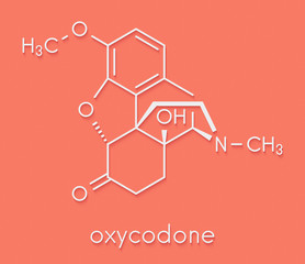 Fototapeta premium Oxycodone pain relief drug molecule. Skeletal formula.