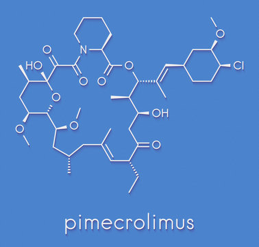 pimecrolimus eczema (atopic dermatitis) drug molecule. Skeletal formula.