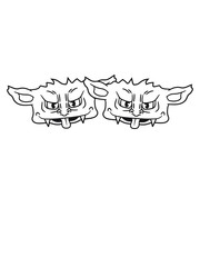 kopf gesicht 2 team paar brüder freunde gnom frech klein monster horror halloween böse ork troll comic cartoon clipart