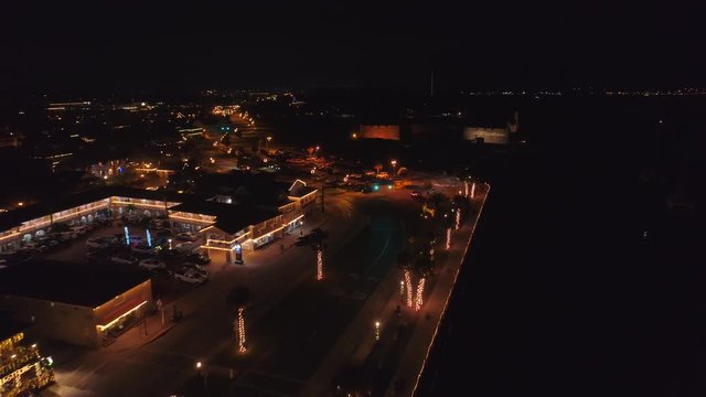 Castillo de San Marcos St Augustine night aerial video