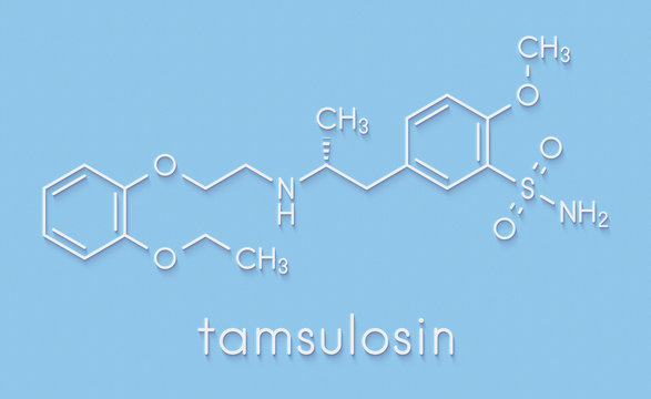 Tamsulosin benign prostatic hyperplasia (BPH) drug molecule. Skeletal formula.