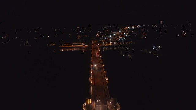 Night drone footage Bridge of Lions St Augustine FL