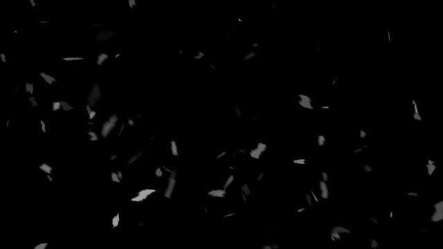 Pieces of Torn Paper Flying in Alpha Channel