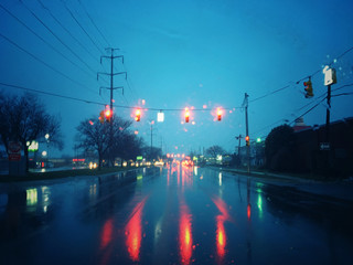 Rainy blue hour in the city