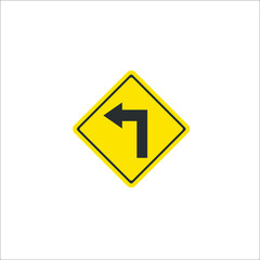 Road sign. Left arrow icon. Vector Illustration