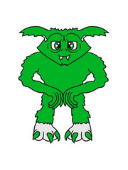 haarig groß gefährlich gnom frech klein monster horror halloween böse ork troll comic cartoon clipart