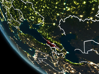 Satellite view of Georgia at night