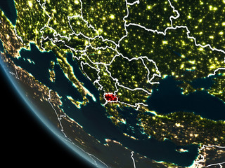Satellite view of Macedonia at night