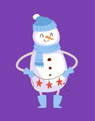 Snowman vector cute cartoon winter christmas character man holiday merry xmas snow people illustration