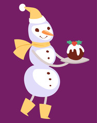 Snowman vector cute cartoon winter christmas character man holiday merry xmas snow people illustration
