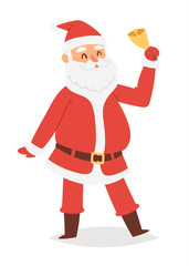 Christmas Santa Claus vector character pose illustration Xmas man in red traditional costume and Santa hat