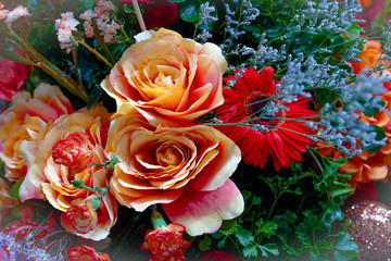 Bouquet of flowers in the New Year.