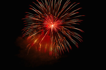 Fireworks light on the sky in beautiful night with dazzling display of celebration day