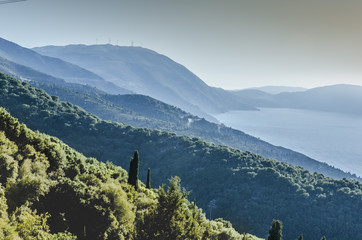 Panoramic sunset view of the Kefalonia mountains - 183877200