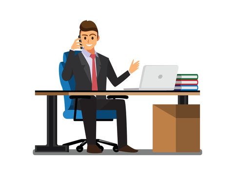 Business People  Desk,Vector illustration cartoon character