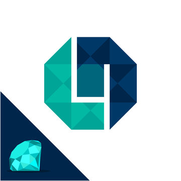 Icon logo with a diamond / polygonal concept with combination of initials letter L & N
