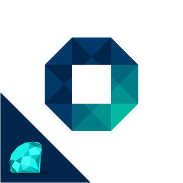 Icon logo with a diamond / polygonal concept with combination of initials letter O