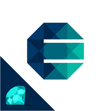 Icon logo with a diamond / polygonal concept with combination of initials letter E