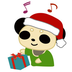 Santa Claus panda to open Christmas gift