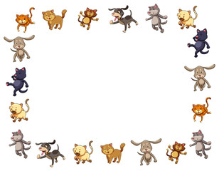 Fototapeta premium Border template with cute cats and dogs