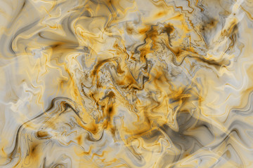 Abstract golden and grey marble texture. Fractal background. Fantasy digital art. 3D rendering.