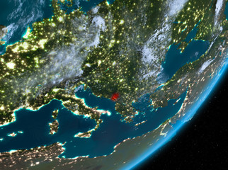 Orbit view of Montenegro at night