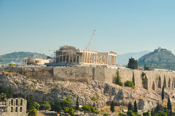 Fototapeta premium acropolis parthenon caryatids landscape athesn greece morning