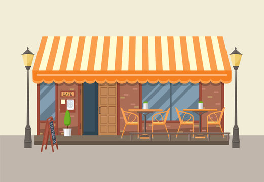 БезStreet cafe. Flat design. Vector illustration.ымянный-4