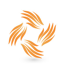 Autumn leaf hands icon