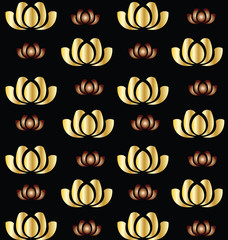 Gold lotus flower seamless background vector icon