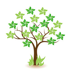 Obraz premium Tree with green stars icon
