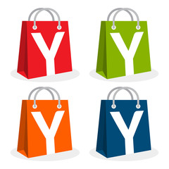 Logo icon for shopping business. Illustrated in bag icon with the initial combination of letter Y