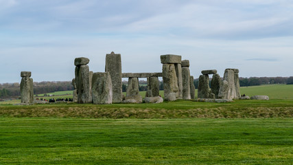 Stonehenge an ancient prehistoric stone monument near Salisbury, Wiltshire, UK. in England 