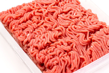 Studio shot of pork mince on white background