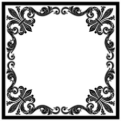 Vintage border frame engraving with retro ornament pattern in antique baroque style decorative design. Vector