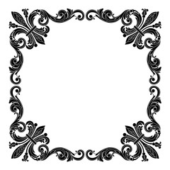 Vintage border frame engraving with retro ornament pattern in antique baroque style decorative design. Vector