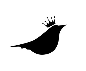 Simple Cute Animal Bird with Crown Modern Logo Symbol