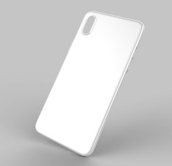 Blank white smart phone mobile back cover or case for design template mock up design. 3d illustration