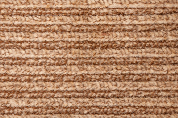 Brown and beige strips on knitted large viscous woolen fabric