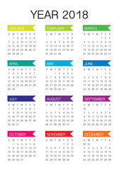 Year 2018 calendar vector design template