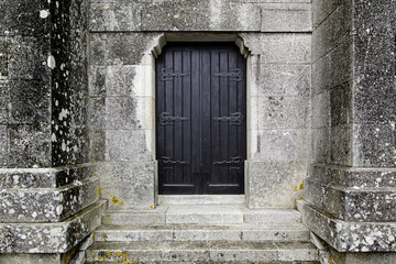 Old wooden door of a castle